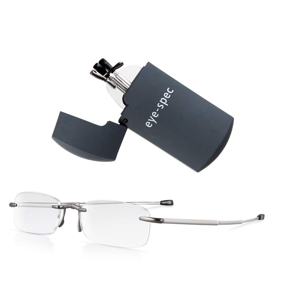 Image secondaire de eye-spec Lunettes de lecture pliables compactes sans monture avec mini-boîtier couleur graphite | Design pliable ultra-léger