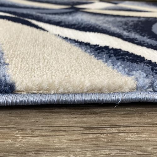 2305 Geometric Abstract Navy 2x7 Area Rugs for Entryway