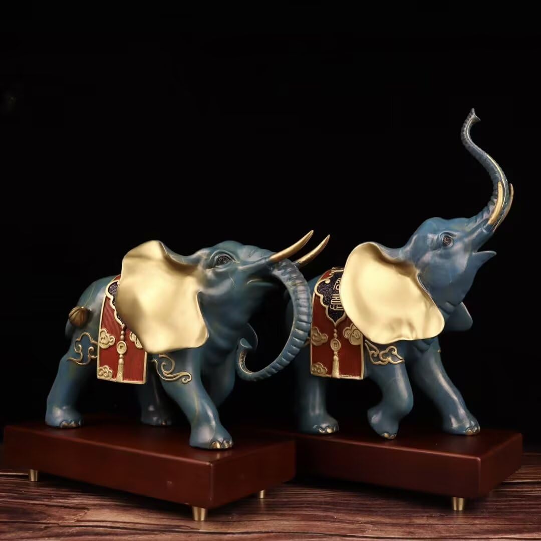 Dytartzx Pure Copper Fortune Elephant Statue, Handcrafted Fengshui Elephant Figurine for Home Office Decor, Lucky Wealth Elephant Ornament for Good Luck & Prosperity, So