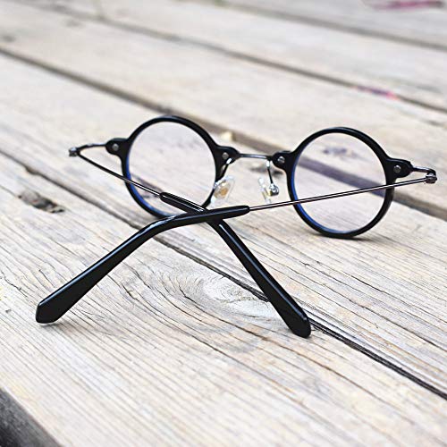 Image of Blue Light Blocking Glasses Computer Game Vintage Small Round Acetate Eyeglasses Frames