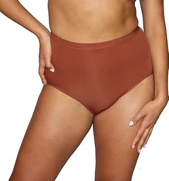 Elita Womens Silk Magic Microfiber Full Coverage Panty, Mahogany, 2XL