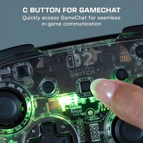 Image of Turtle Beach Afterglow Wireless RGB Gaming Controller, Nintendo Switch 2 | Nintendo Switch Lite, OLED, TMR Thumbsticks, Rechargeable 40-Hr Battery, 2 Mappable Back Buttons, LED Lighting, Translucent