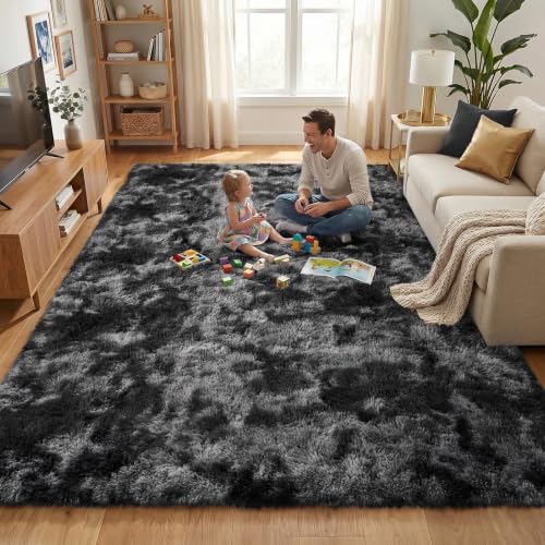 Tapete Shag Moderno Microfibra 7x10 Pies Gris Oscuro miniatura 1