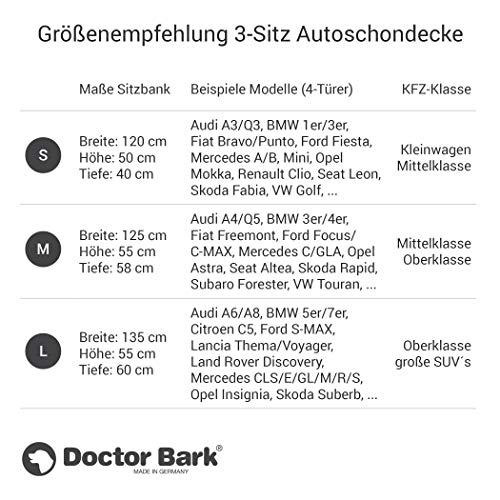 Doctor Bark Hunde 3-Sitz-Autoschondecke für die Rücksitzbank, All-Side Schutz mit Reißverschluss für alle PKWs und SUVs, M in Braun