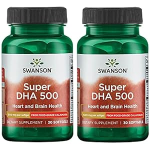 Swanson Super Dha 500 from Food-Grade Calamari 500 mg 30 Sgels 2 Pack