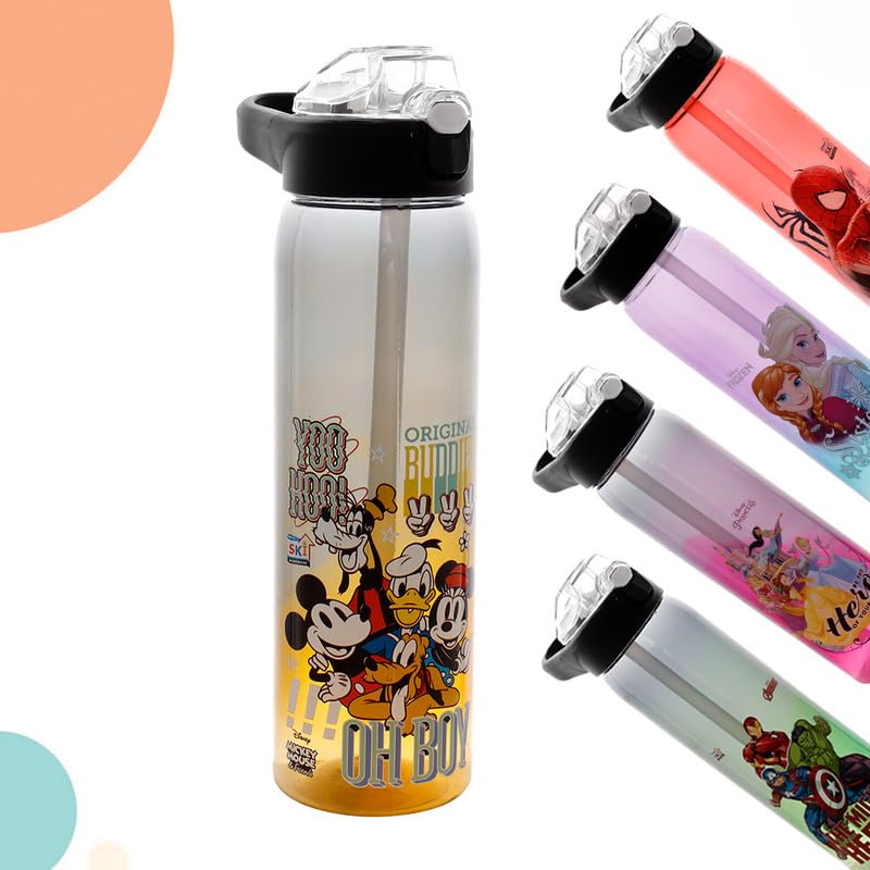 Image of SKi Homeware Impact Sipper Water Bottle, for School, Sports, Trek, Travel | Teens and Kids of all age groups | Leakproof, Light Weight, Pop-up Sipper with Handle, 750 ML, Mickey & Friends