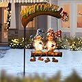 HONGLAND Gnomes Garden Decor Solar Lights Cute Gnome Swing Outdoor Decor, Gnomes Yard Lights Decor Housewarming Gifts for Women Welcome Signs for Lawn Porch Backyard Patio