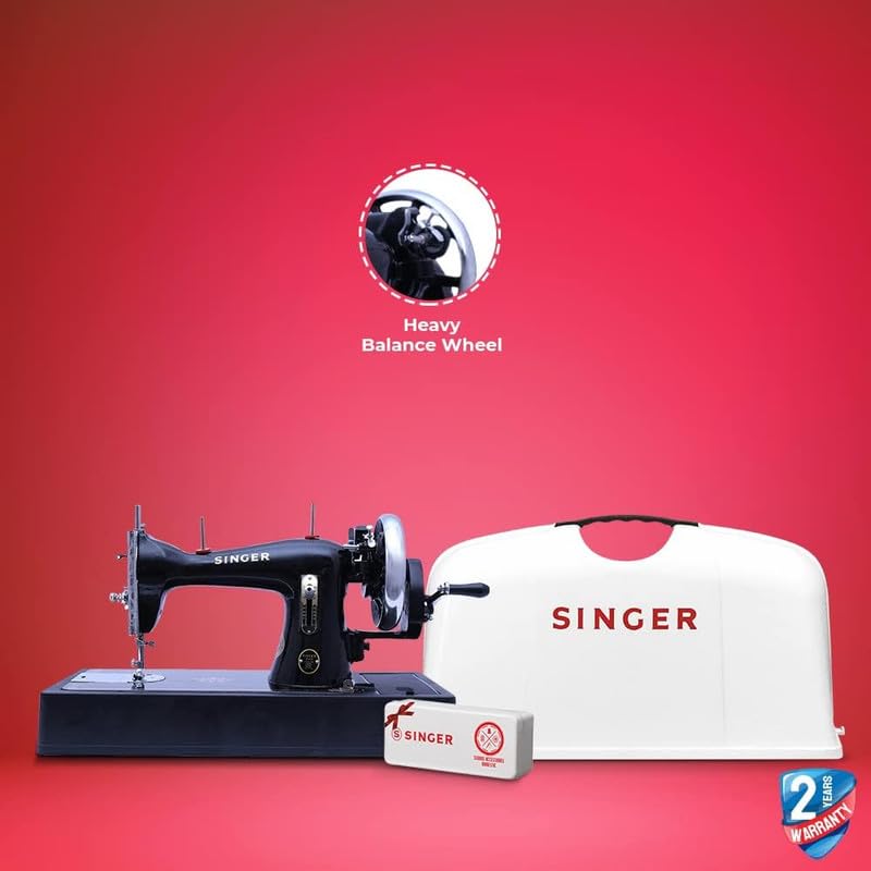 Image of SINGER Solo Black Straight Stitch Hand Sewing Machine with Free Body Cover - 850 SPM, Heavy-Duty Cast Iron Body, Ideal for Home Use & Thick Fabrics, Built-in Thread Cutter, 2 Years Warranty