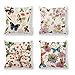 Lot de 4 housses de coussin en forme de papillons et de fleurs pour extérieur, banc, terrasse, ferme, décoration d'intérieur, pour canapé, jardin, 45 x 45 cm
