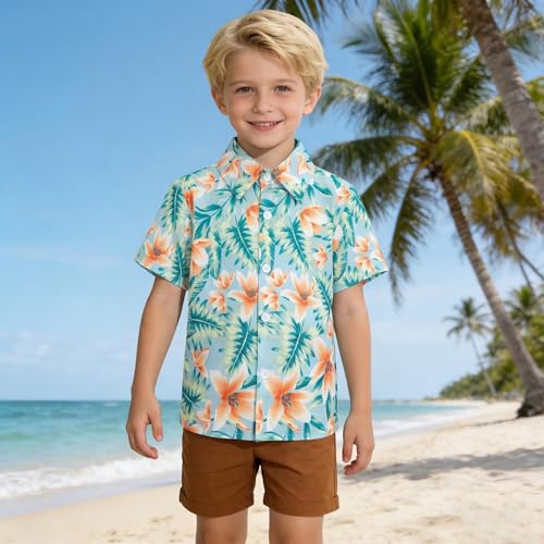 Hawaiian Dad and Son Matching Shirts - Floral Print Short Sleeve Button Down Cute Fathers Gift Set Baby Clothes — view 5