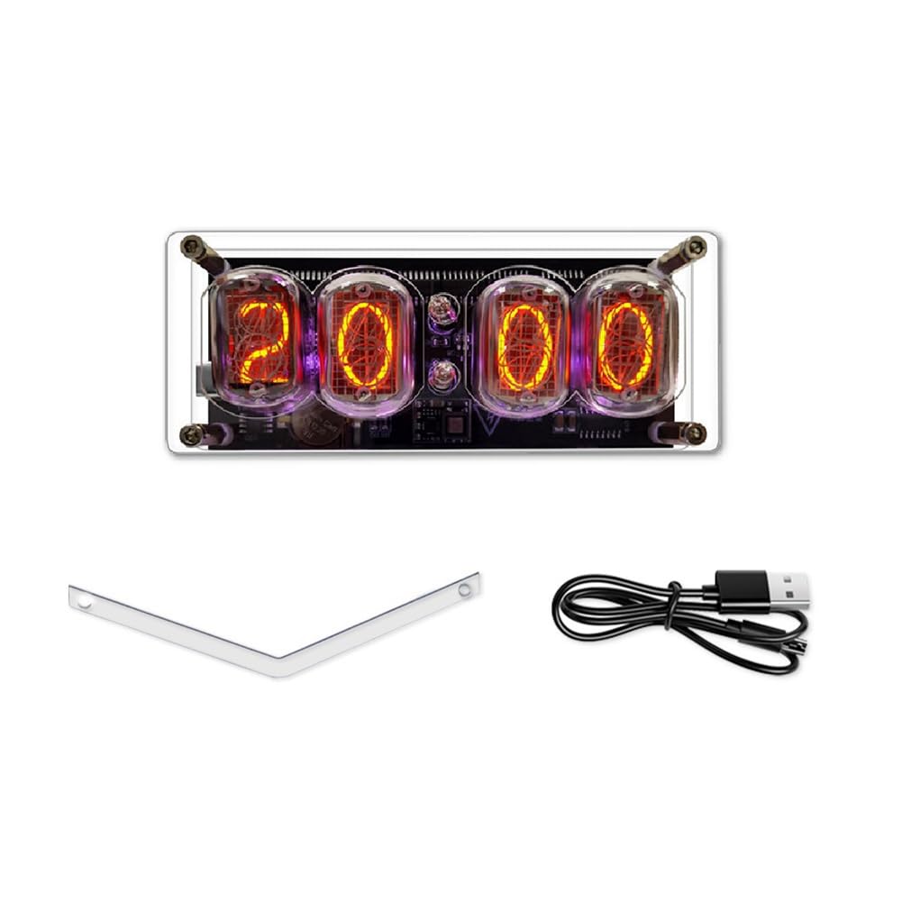 Reloj de Tubo Nixie IN-12 con 4 Dígitos e Iluminación RGB Alimentado por USB C