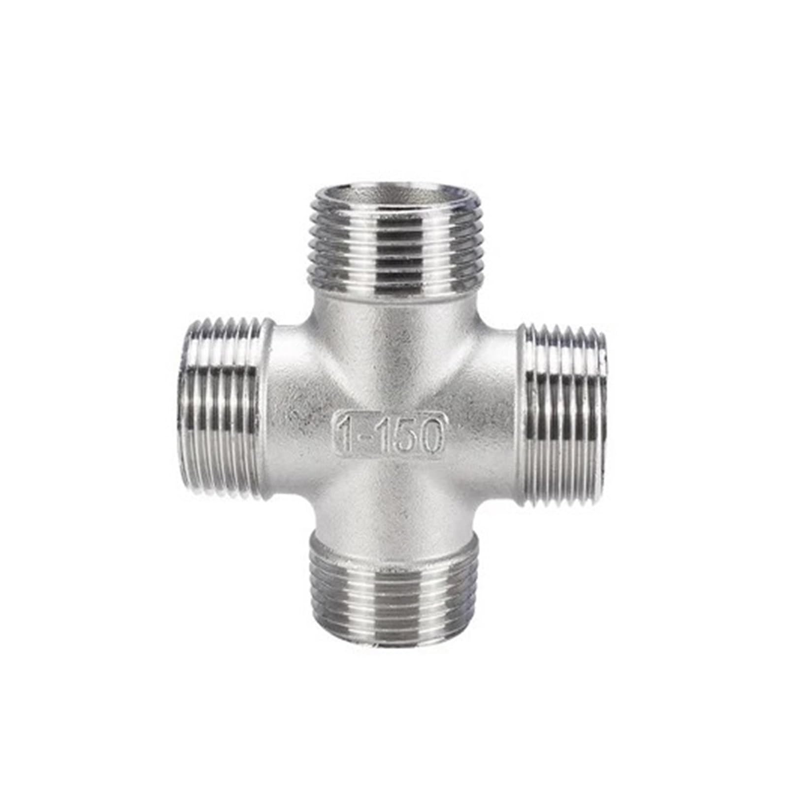 AARTERZZA 1pc 1-1/4" BSP 304 Stainless Steel Pipe Fittings External 4-Way Adapter Pipe Fittings