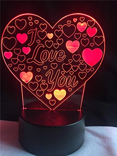 Preisvergleich Produktbild Allawetao Explosion Modelle 3D Nachtlicht Usb Acryl Kreative Herzförmige Nachtlicht Wohnzimmer Bett Bar Beste Dekoration Weihnachten Halloween Geburtstagsgeschenk-Berühren Sie
