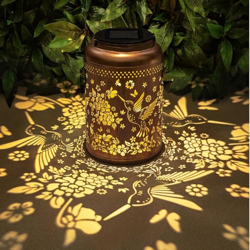 Hummingbird Solar Lanterns Outdoor, Birthday Gifts for Women Waterproof Solar Lanterns Decorative Hummingbird Gifts, Hanging Lantern Outdoor for Patio Porch Garden Decor