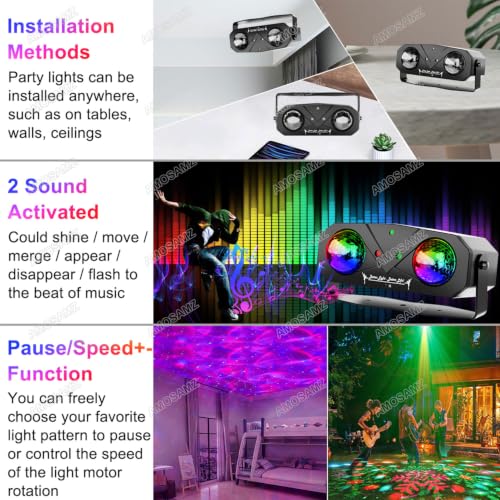 Image of Disco Lights Disco Ball, Sound Activated Party Light with Roating Disco Ball,Star Projector,Ocean Light and Laser Lights for Party DJ KTV Club Wedding Festivals Stage Dancing Christmas
