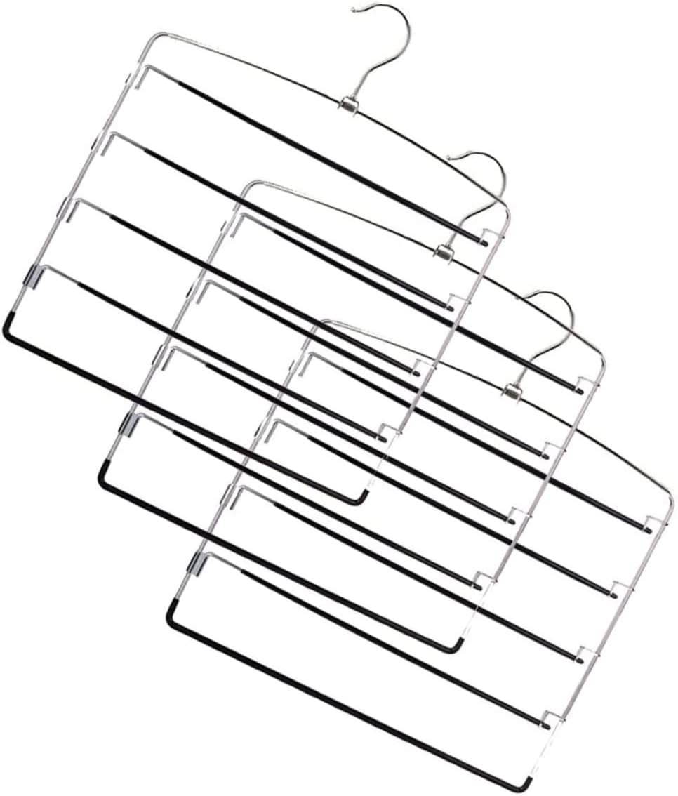 3pcs Metal Pants Hangers with Saving Skirt and Jeans Organizer for Home Closet Strong Multi Hanging Rack for Efficient Clothing Storage