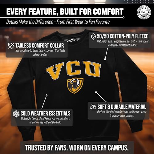 Image of NCAA College Sweatshirt Fleece Crewneck Pullover for Men and Women | Officially licensed NCAA college gameday crewneck pullover - 9 oz fleece lined sweatshirt with arch and logo design