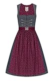 Moser Trachten Midi Dirndl 70er anthrazit Bordeaux Marta 005205 von Moser, Rocklänge: ca. 70 cm, mit Reißverschluss, Größe 32