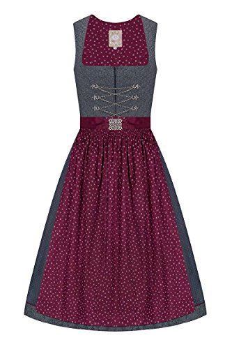 Moser Trachten Midi Dirndl 70er anthrazit Bordeaux Marta 005205 von Moser,...