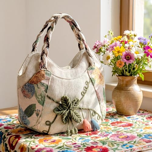 Bolso casual vintage bordado para mujer miniatura 2