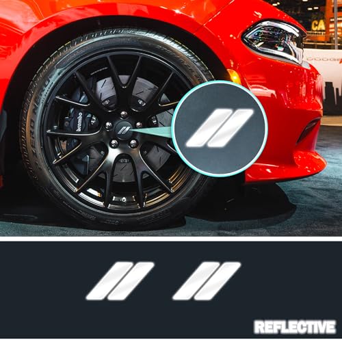 Image of IPG Compatible for Dodge Charger Challenger Durango Wheel Center Cap Decal Sticker Wrap Kit Personalize Your Vehicle (Inner Logo, Reflective - White)