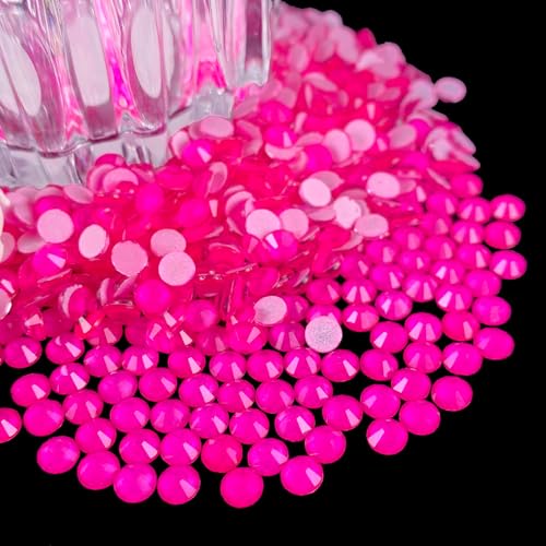 Flatback Glass Rhinestones,Bedazzler Gems 1440pcs Non Hotfix Crystal Rhinestones for Nail Charms Crafts Clothes Tumblers,Hot Pink Neon,SS20