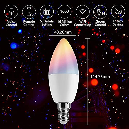 Alexa Smart Lampen E14, BrizLabs Wifi-gloeilamp, meerkleurig, wifi, RGBW, dimbaar, 16 miljoen kleuren, geen hub nodig… - Image 3