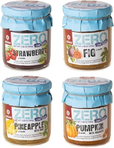 Auswahl an Marmeladen ohne Zuckerzusatz, 4er-Set à 280 g, Feige, Erdbeere, Ananas mit Minze, Kürbis mit Walnuss, natürlich süß