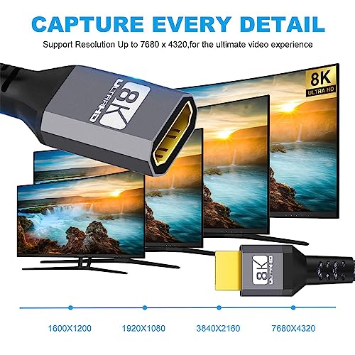 Cable de extensión HDMI 2.1 48Gbs macho a hembra compatible con formatos de video Ultra-HD 8K 6