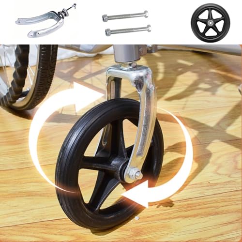 Ruedas de repuesto para silla de ruedas, ruedas sólidas de 6 a 8 pulgadas con horquilla delantera de acero, 2 accesorios de rueda delantera gris/negro