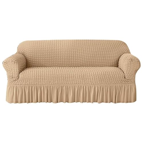Sofa Slipcover with Skirt, Universal 1 Piece Armchair Sofa Slipcovers Couch Cover 1/2/3/4 Seat High Stretch Bubble Lattice Sofa Cover Furniture Protector Washable Durable Couch Cover ( Color : #13 , S