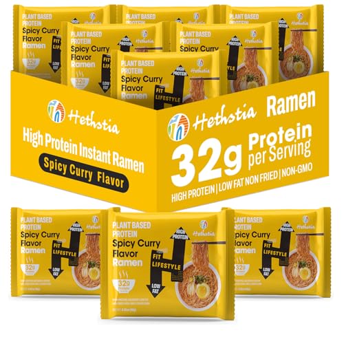 Hethstia Protein Ramen Spicy Curry Flavor, High Protein (32g) Noodle Soup
