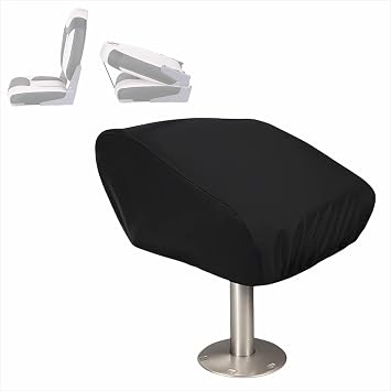 Boat Folding Seat Cover, 420D Waterproof Marine Canvas Cover, Weather Resistant Folding Fishing Chair Cover, Fits 18 W x 20 D x 14 H, Black