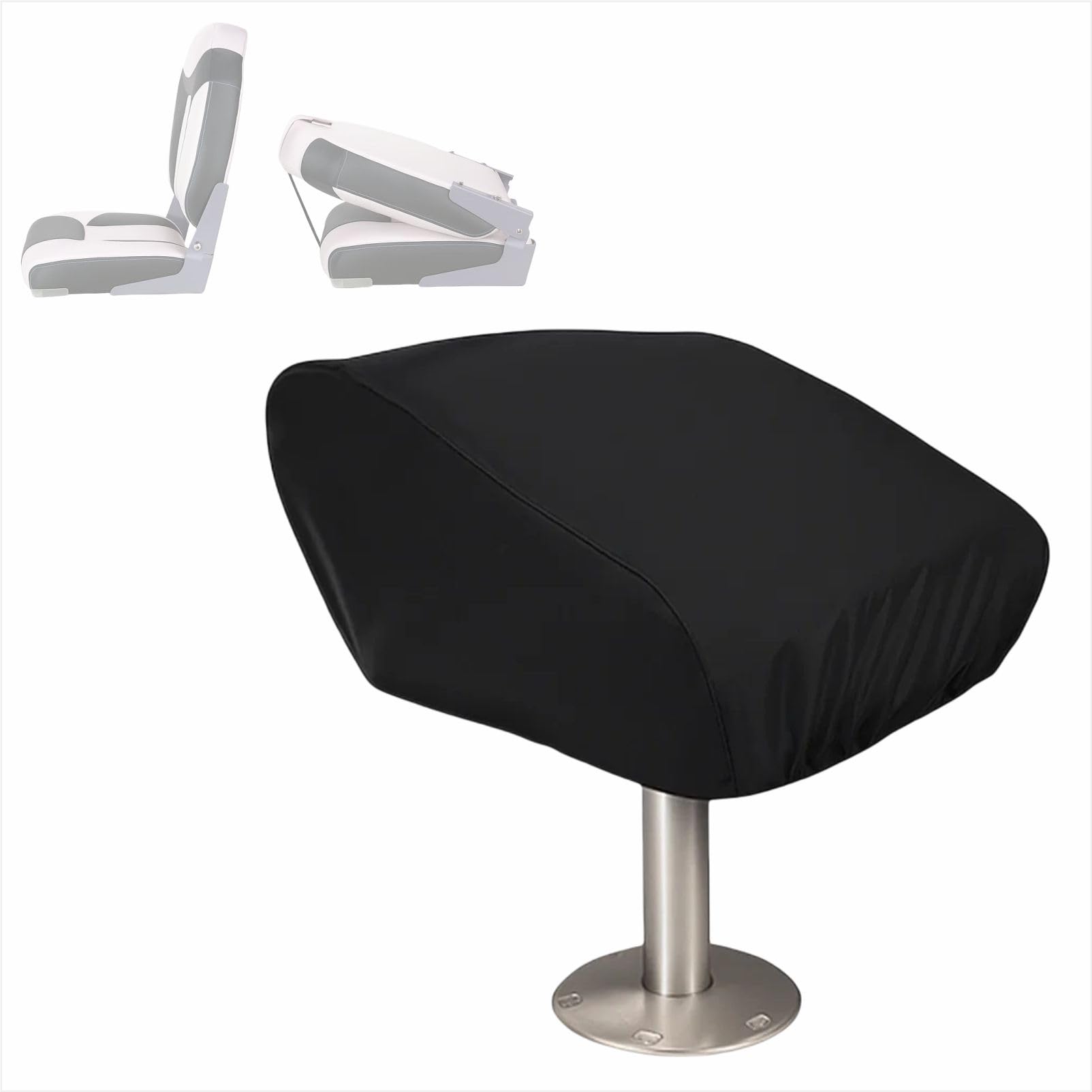 Housse de siège pliable pour bateau – Protection de siège pliable imperméable en toile 420D robuste résistante aux intempéries (noir)