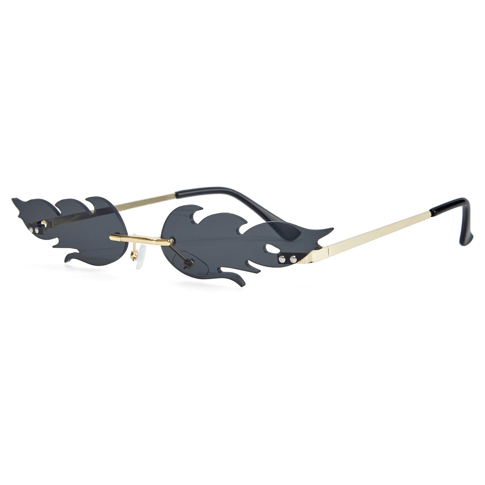 American Trends Bat Sunglasses Fire Flame Sunglasses for Women Men Funky Rimless Eye Glasses for Halloween Party