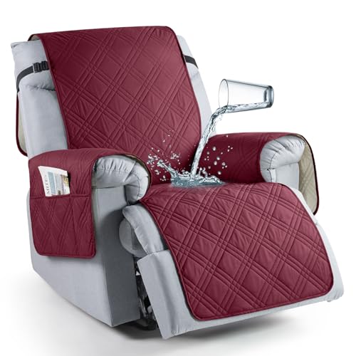 TAOCOCO 100% Waterproof Recliner Chair Cover, Small (Wine)