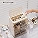 AERCIINC Makeup Organizer with Drawers,Skincare Organizer for Vanity,Large Cosmetic Display Case with Handle,Storage Organizers with Cover and Makeup Brush Holder for Dresser, Bathroom Countertop