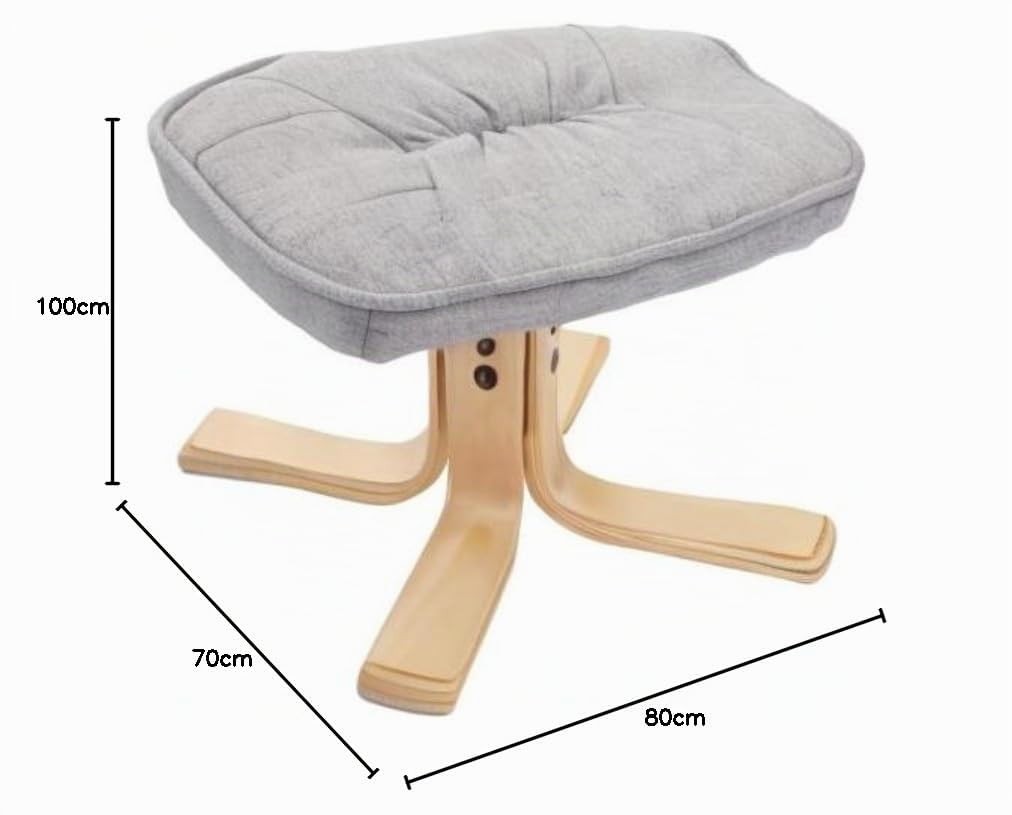Mendler Sillón de relax M56 con taburete, tela/textil, certificado FSC®, color gris claro