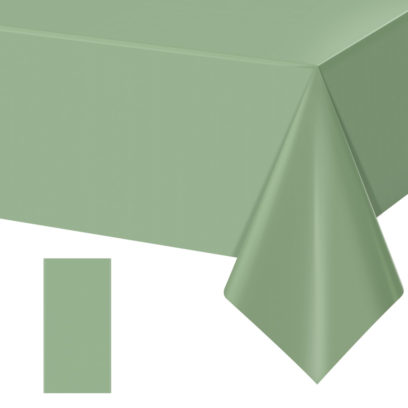 Photo 1 of 1 Pack Sage Green Plastic Tablecloths for Rectangle Tables, Light Green Disposable Tablecloth, Waterproof Sage Green Table Cover for Birthday Bridal Wedding Baby Shower Party Decorations, 54 X 108Inch