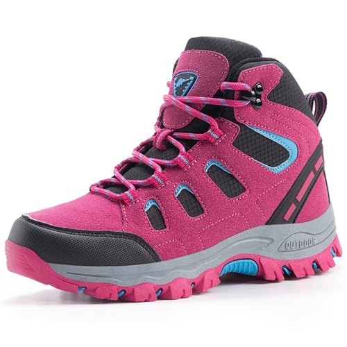 CHDDHX Botas de Senderismo Mujer Impermeables Ligeras Zapatillas de Trekking Antideslizantes Cómodas Transpirables Zapatos de Montaña Rojo Talla 39