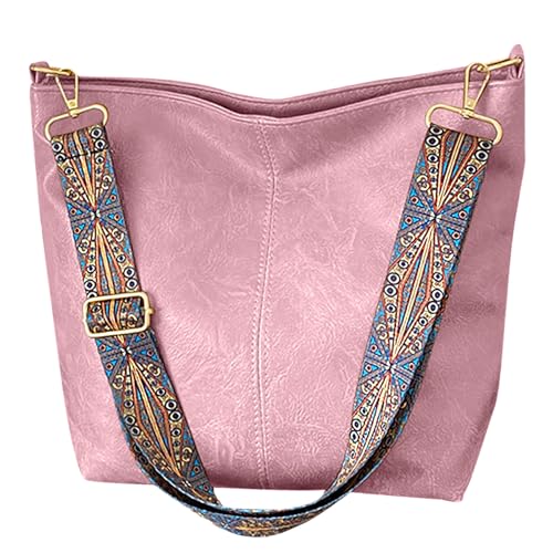 Image of Hobo Bags for Women Crossbody Bag Guitar Strap Purse Vegan Leather Shoulder Handbags Boho Purses Tote Bucket Bag