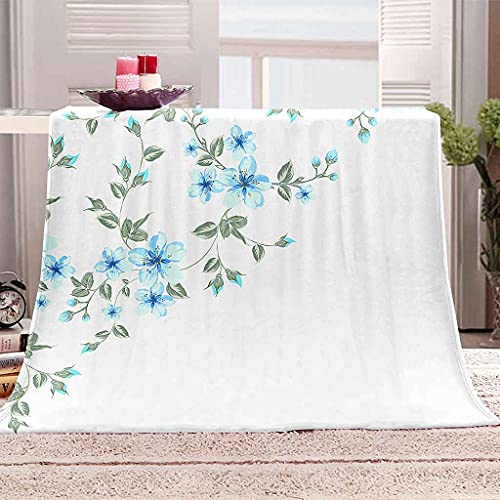 Couverture flanelle fleur bleue 150x200cm pour canapé