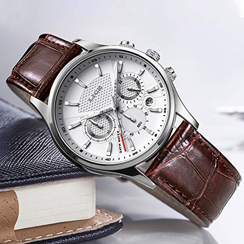 Image of LIGE Fashion Mans Wristwatch Date Luminous Dress Watch for Man Stylish Waterproof Quartz Wrist Watch Stylish Leather Watches for Men