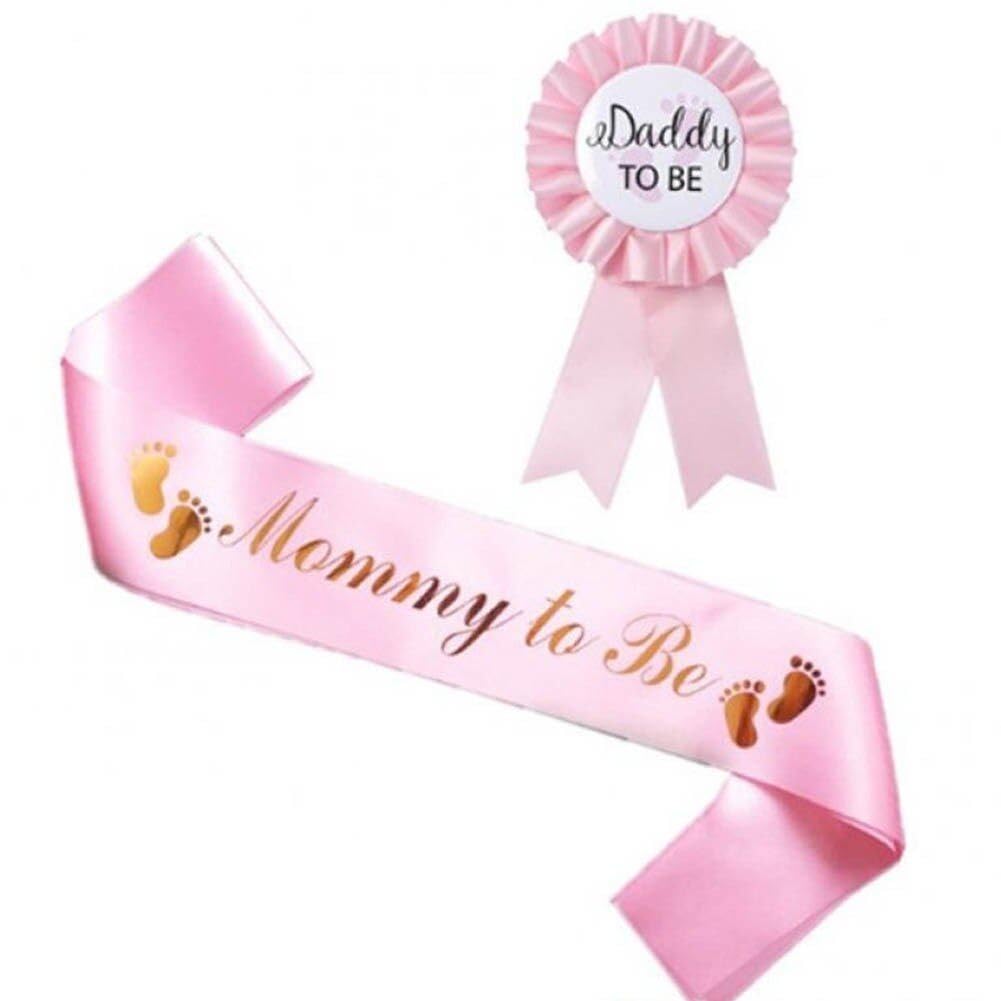 Casiler Men's Style2 2Pcs Baby Shower Decorations Mummy To Be Belt Daddy To Be Badge Boy Girl Supplies Baby Shower Gender Reveal