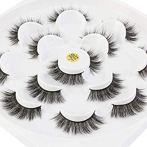 MAANGE Fake Eyelashes 3D Handmade False Eyelashes Thick Crisscross False Lashes Fluffy Long Soft Reusable 7 Pair Pack