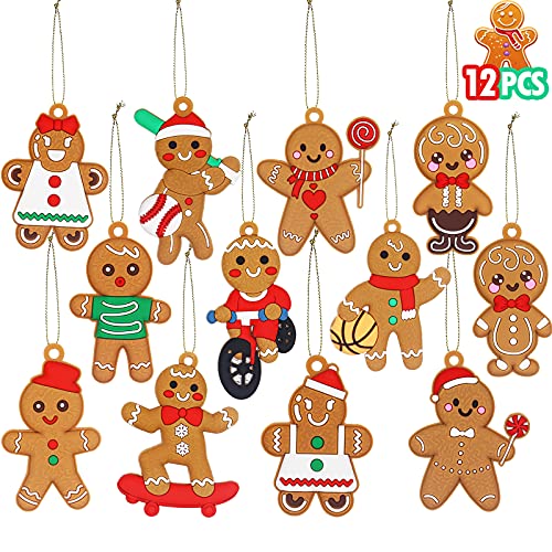Christmas Tree Decorations and Ornaments Set - Gingerbread Man Decorations Gingerbread House Ornament 12 Pack for Christmas Tree Wreath Christmas Decorations Indoors Home