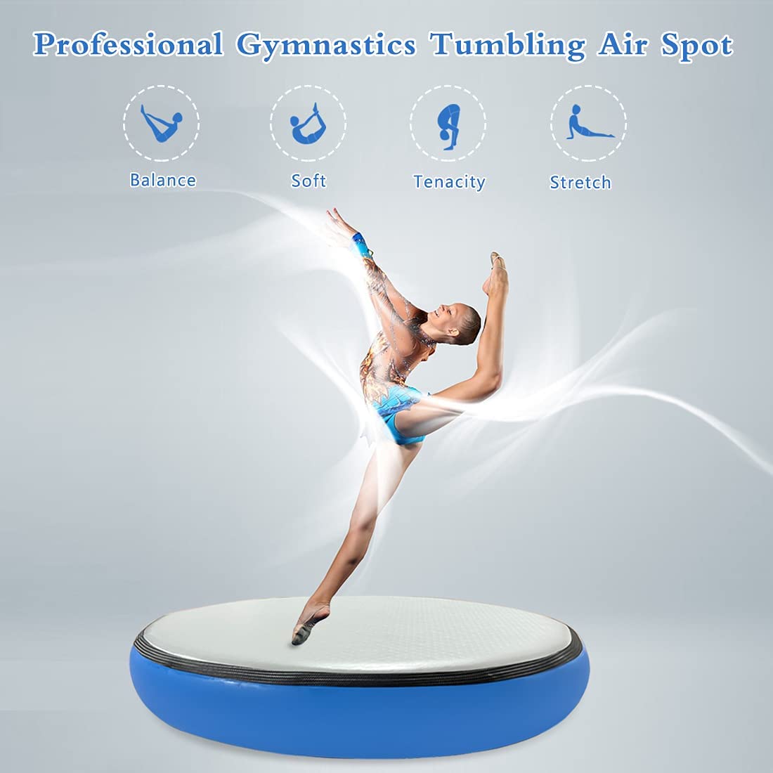 CZGBRO Tappetino da ginnastica Air Spot, tappetino gonfiabile con pompa elettrica, per yoga, cheerleader, casa e uso in acqua