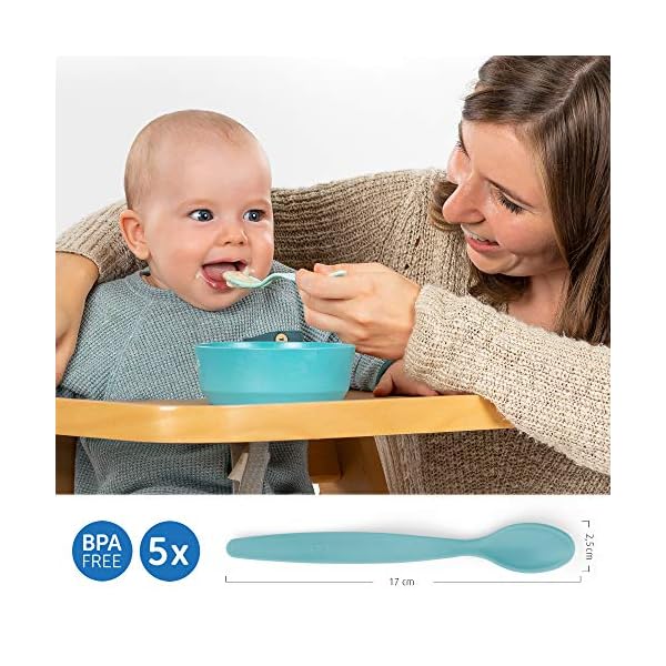 Reer 23022 BabySpoon Fütterlöffel-Set, 5 Stück, Babylöffel, Fütterlöffel mit extra langem Griff, mehrfarbig – Bild 6