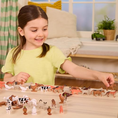 Farm Animals Mini Figures Tube - 60 Realistic Designs - Cow, Pig, Goat, Sheep & More - Ages 3+