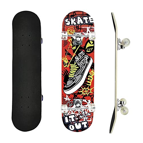 DM Toys Skate Infantil Com Acessórios Kit Proteção Semiprofissional, Modelo: DMR6052 TENIS, Cor: Mul